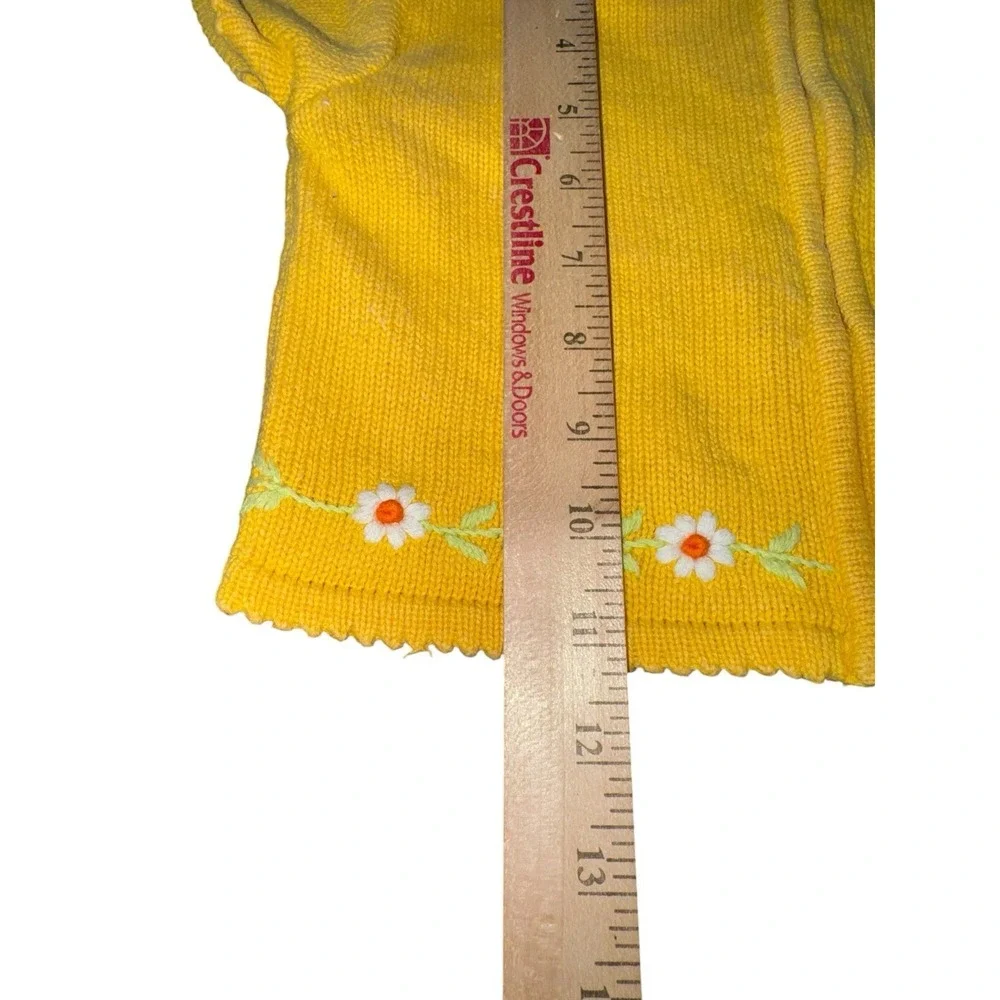 VTG Gymboree Kids Yellow Daisy Knit Zip Cardigan Sweater Embroidered READ